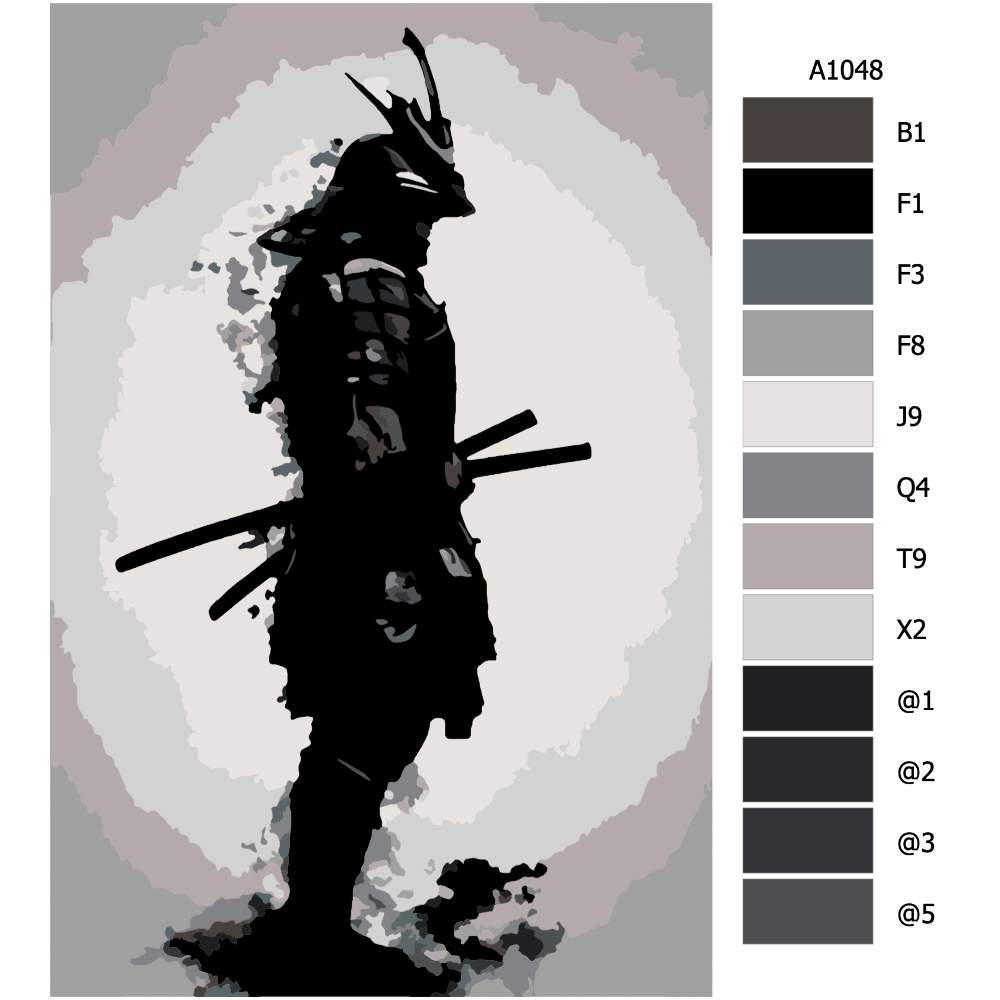 Návod pro malování podle čísel Ozbrojený samuraj