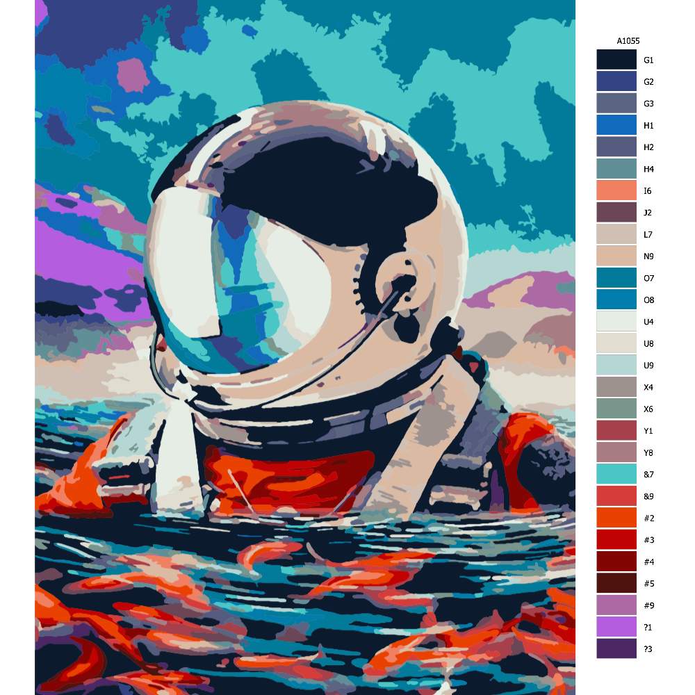 Návod pro malování podle čísel Plovoucí astronout