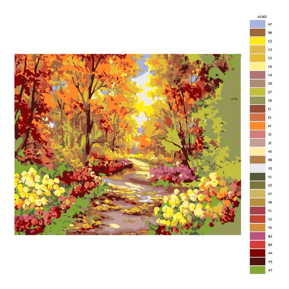 Návod pro malování podle čísel Podzimní park