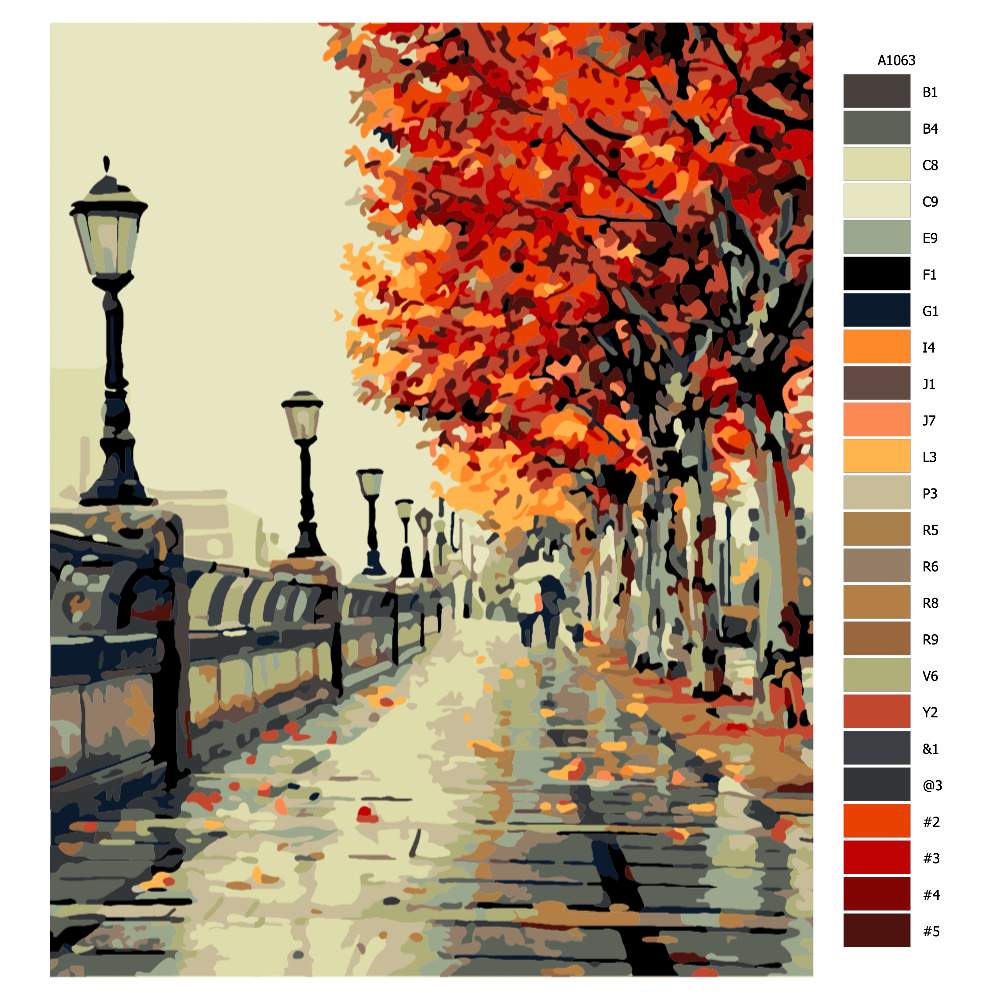 Návod pro malování podle čísel Podzimní procházka