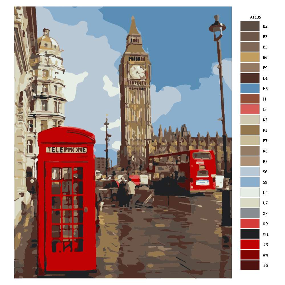 Návod pro malování podle čísel Londýnský Big Ben