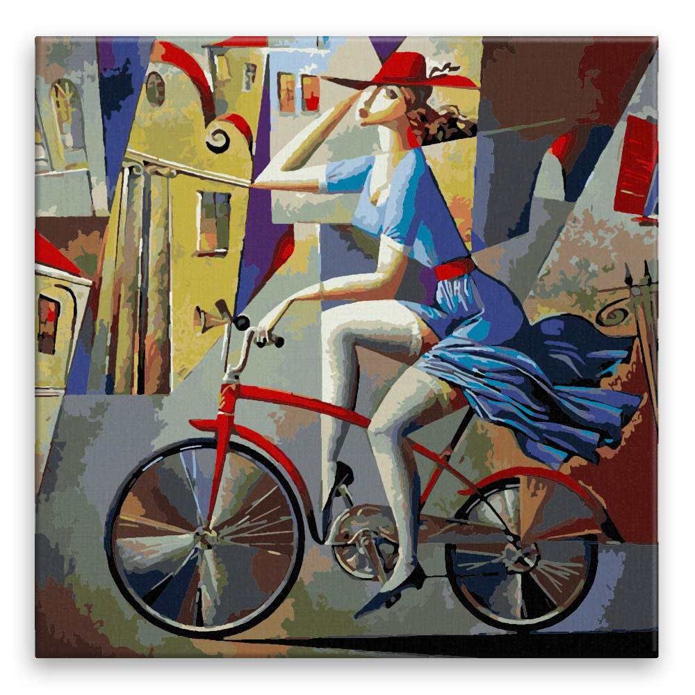 Malování podle čísel Žena na kole