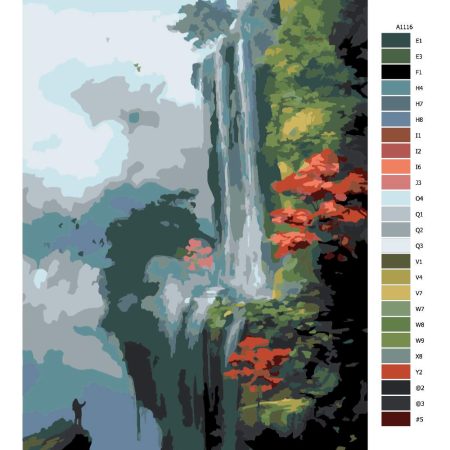 Návod pro malování podle čísel Vodopád v Japonsku