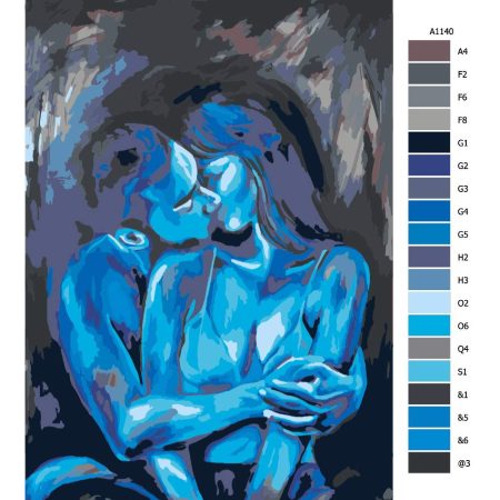 Návod pro malování podle čísel Modrá láska
