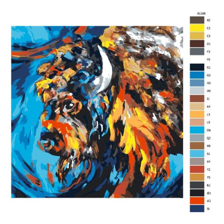 Návod pro malování podle čísel Naštvaný bizon