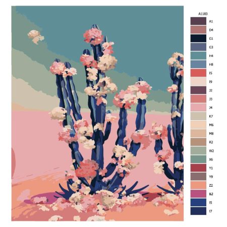 Návod pro malování podle čísel Kveoucí kaktus na sahaře