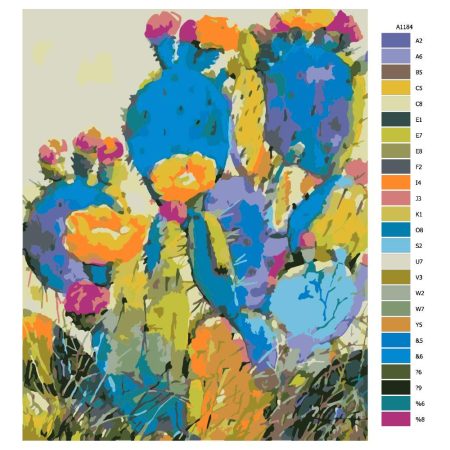 Návod pro malování podle čísel Různobarevný kaktus