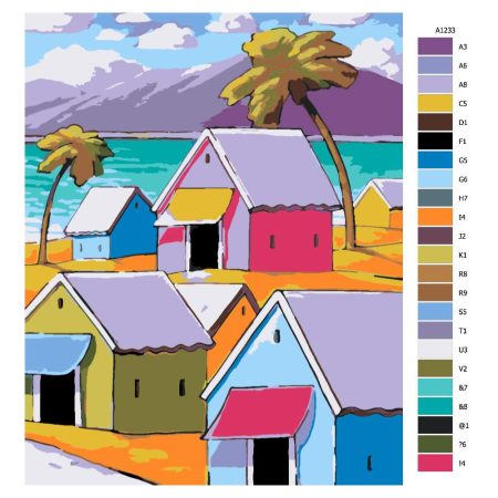 Návod pro malování podle čísel Barevné domy