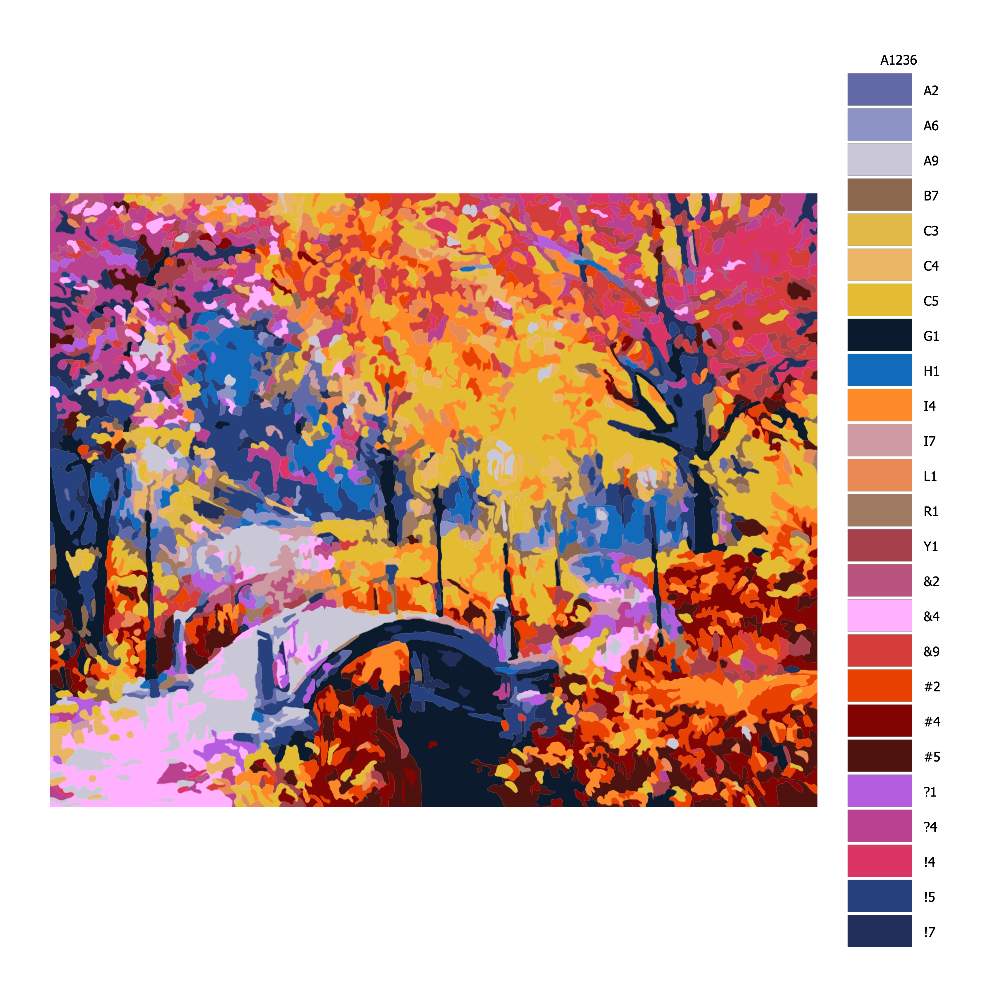 Návod pro malování podle čísel Podzimní park