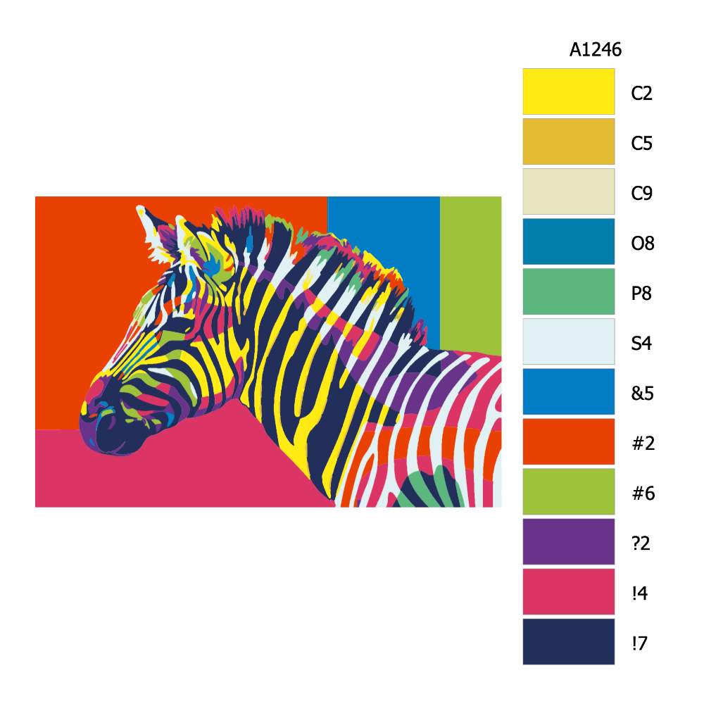Malování podle čísel Zebra v barvách