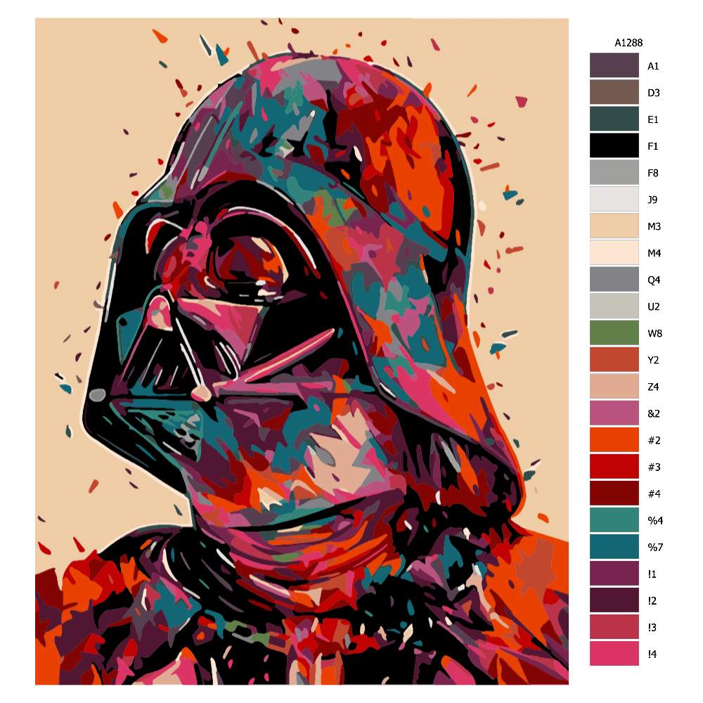 Návod pro malování podle čísel Darth Vader v barvách