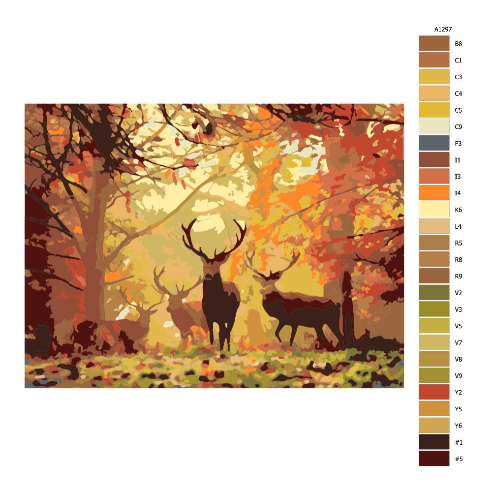 Malování podle čísel Podzim s jeleny