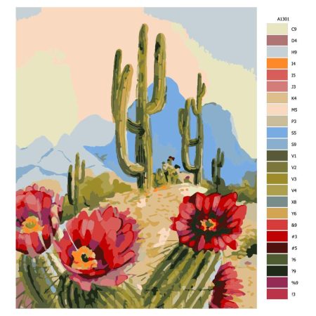 Návod pro malování podle čísel Mexický kaktus