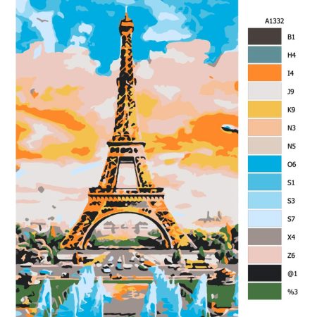 Návod pro malování podle čísel Eiffel Tower malba