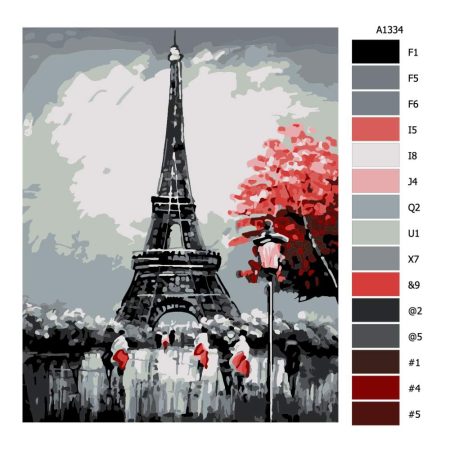 Návod pro malování podle čísel Eiffel Tower na podzim