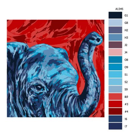 Návod pro malování podle čísel Modrá hlava slona
