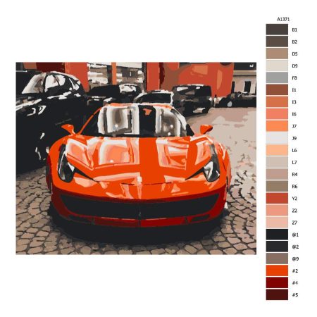 Návod pro malování podle čísel Červené Ferrari