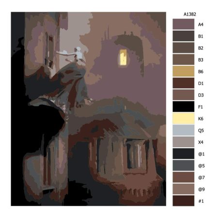 Návod pro malování podle čísel Děsivá za okny