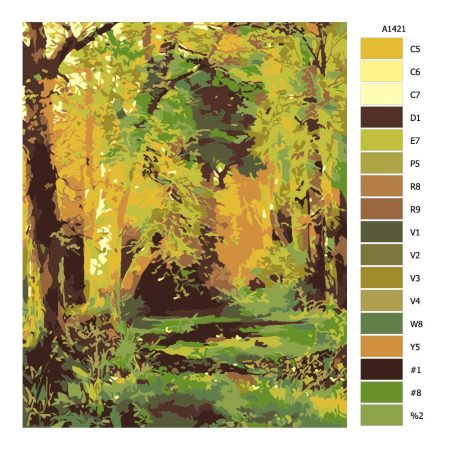 Návod pro malování podle čísel Pohled z lesa