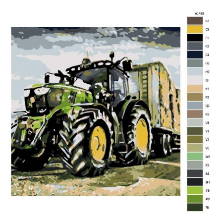 Návod pro malování podle čísel Traktor na poli