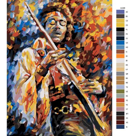 Návod pro malování podle čísel Jimi Hendrix s kytarou