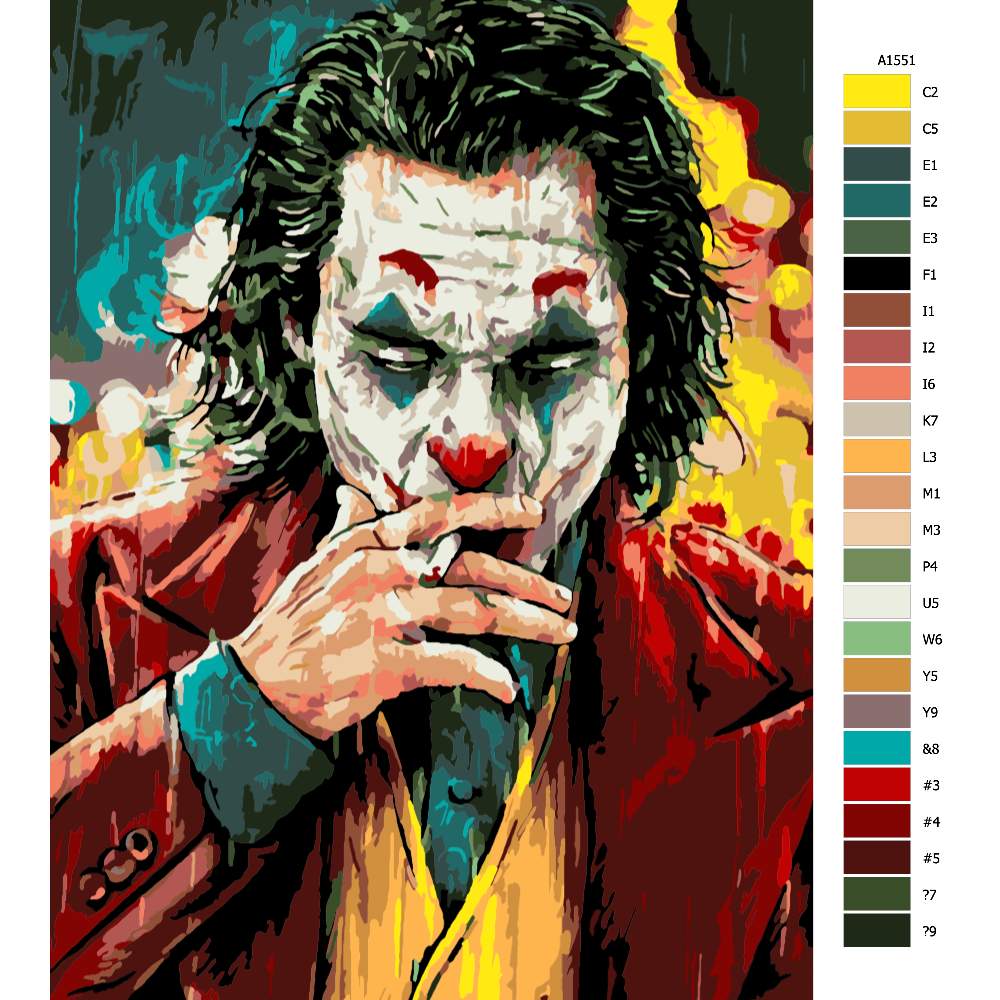 Návod pro malování podle čísel Joker s cigaretou