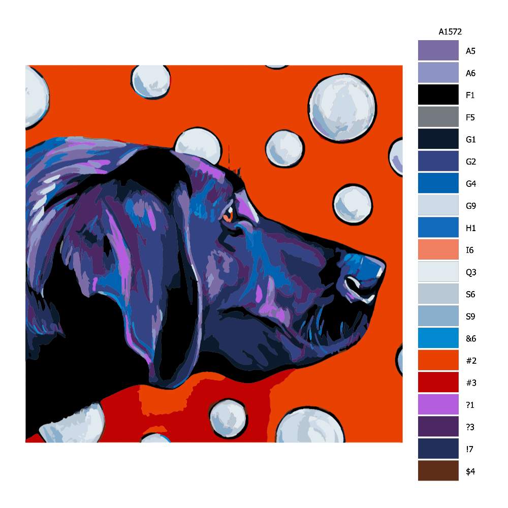 Návod pro malování podle čísel Labrador s bublinami