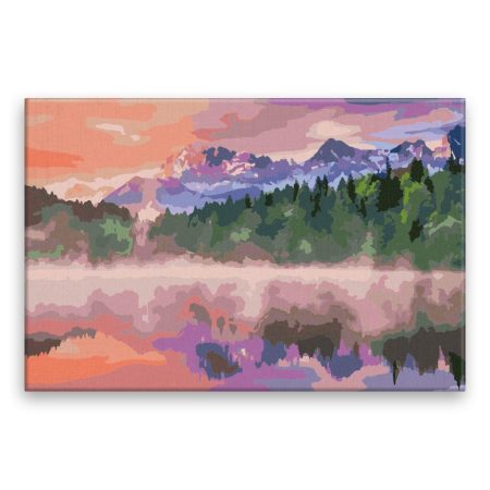 Malování podle čísel Mlha u jezera