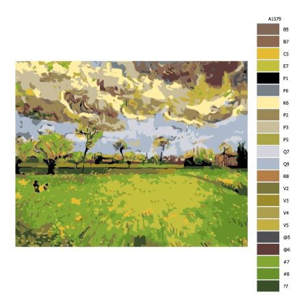 Návod pro malování podle čísel Krajina před bouří Van Gogh