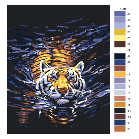 Návod pro malování podle čísel Plavající tygr