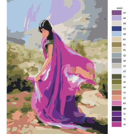 Návod pro malování podle čísel Tančící v Indii