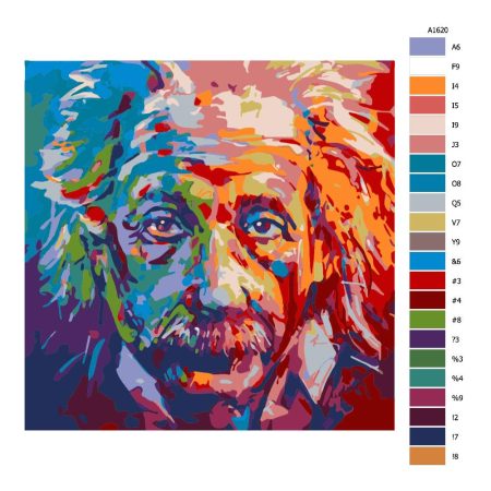 Návod pro malování podle čísel Albert Einstein v barvách