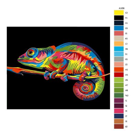 Návod pro malování podle čísel Chameleon v barvách