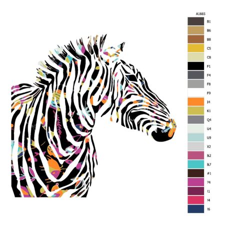 Návod pro malování podle čísel Zebra s květovanými pruhy