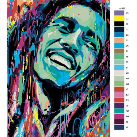 Návod pro malování podle čísel Bob Marley v barvách