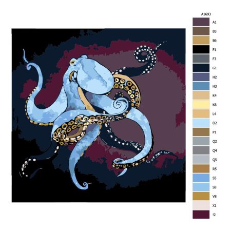 Návod pro malování podle čísel Modrá chobotnice
