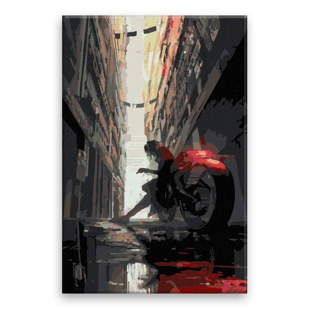 Malování podle čísel Opřen o motorku