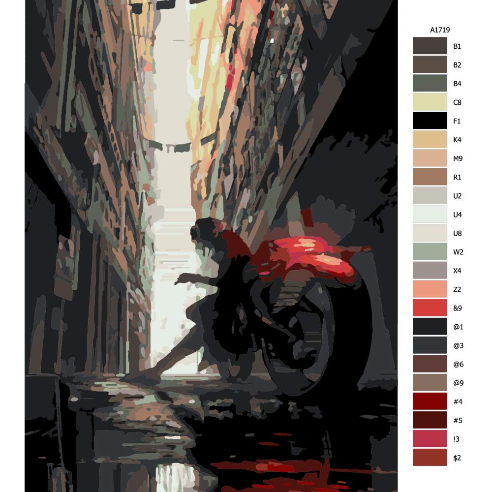Návod pro malování podle čísel Opřen o motorku