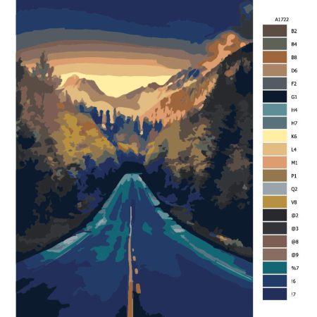 Návod pro malování podle čísel Cesta v horách
