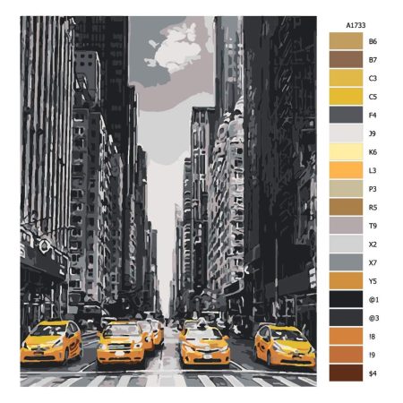 Návod pro malování podle čísel Taxíky v New Yorku