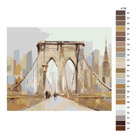 Návod pro malování podle čísel V New Yorku na mostě
