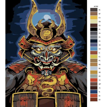Návod pro malování podle čísel Dračí Samurai