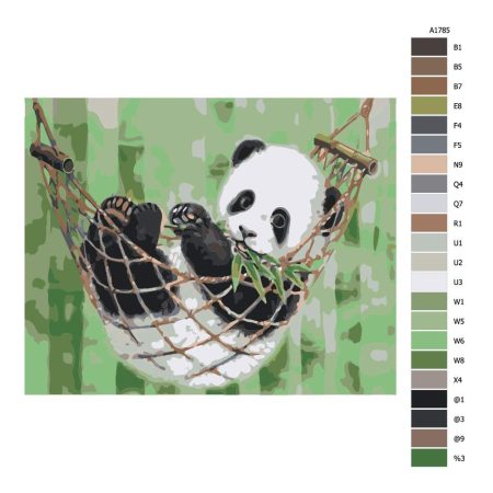 Návod pro malování podle čísel Panda v houpací síti