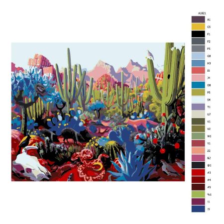 Návod pro malování podle čísel Kaktusová plantáž