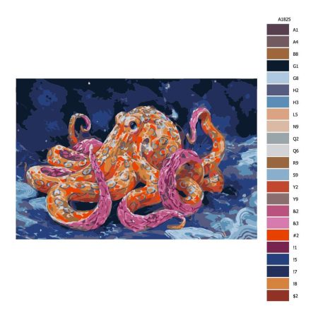 Návod pro malování podle čísel Kouzelná chobotnice