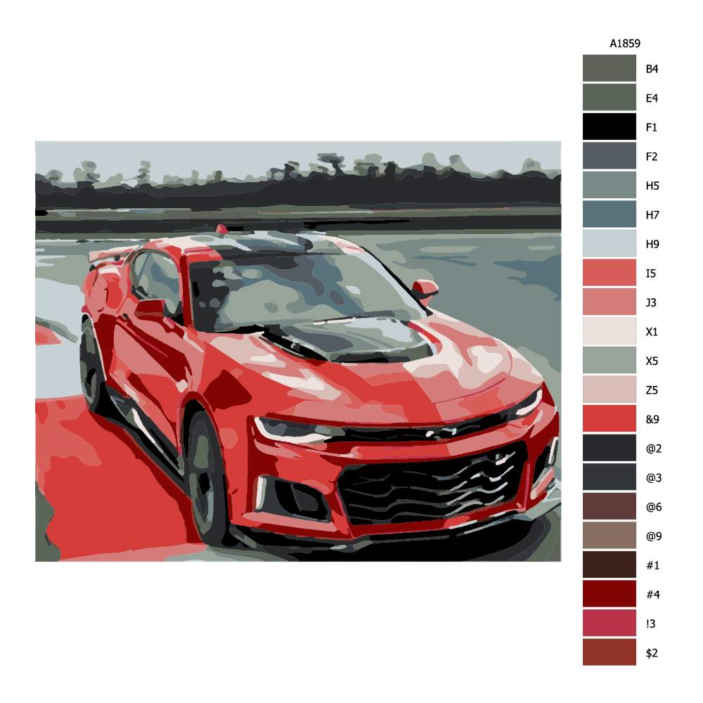 Návod pro malování podle čísel Červený Chevrolet