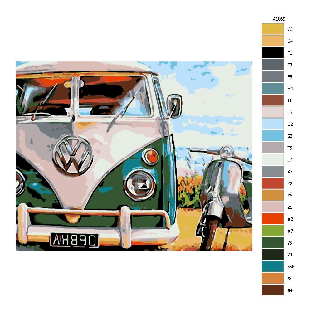 Návod pro malování podle čísel Retro VW