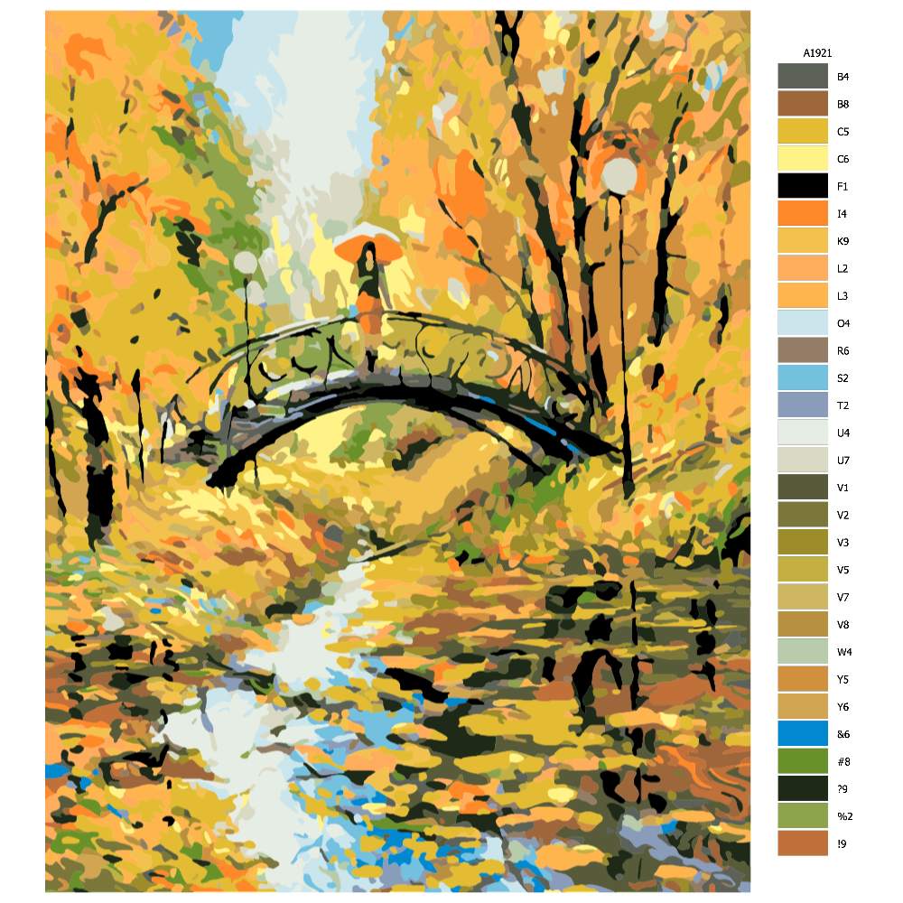 Návod pro malování podle čísel Podzimní procházka v parku