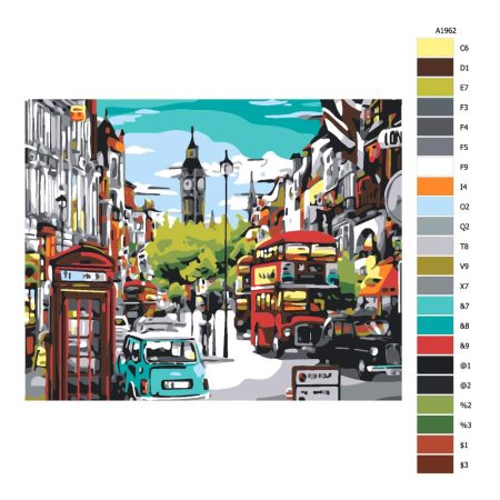 Návod pro malování podle čísel Londýnská ulice