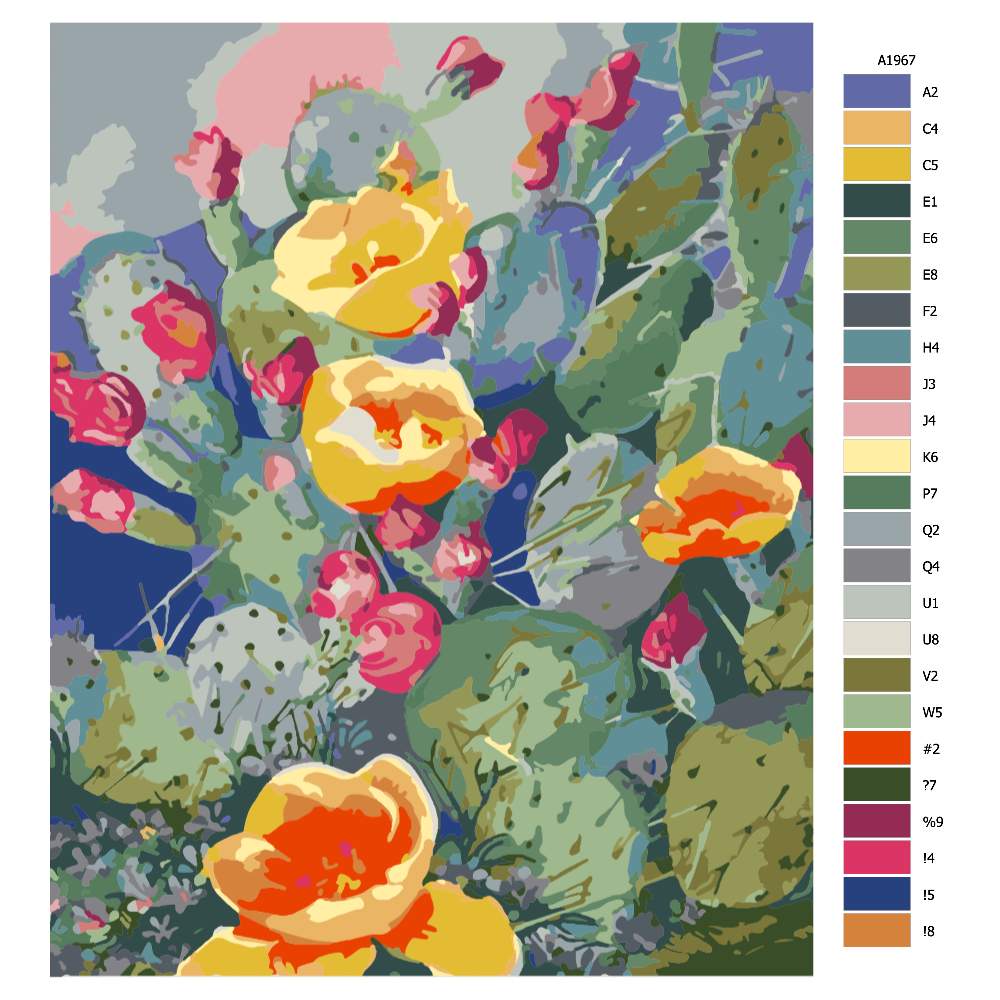 Návod pro malování podle čísel Kvetoucí kaktusy